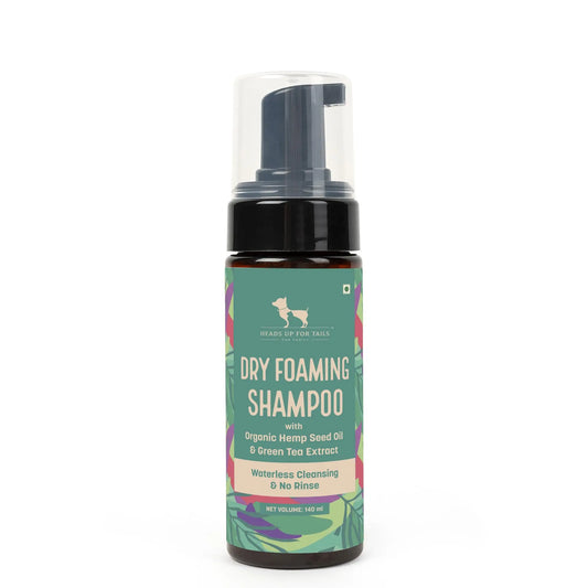 HUFT Waterless Cleansing & No Rinse Dry Shampoo for Dogs -140 mL | Quick & Easy Dog Dry Shampoo for Shih Tzu, Labrador, Golden Retriever, German Shepherd | No-Rinse, Skin-Friendly Deodorizing Formula Heads Up For Tails