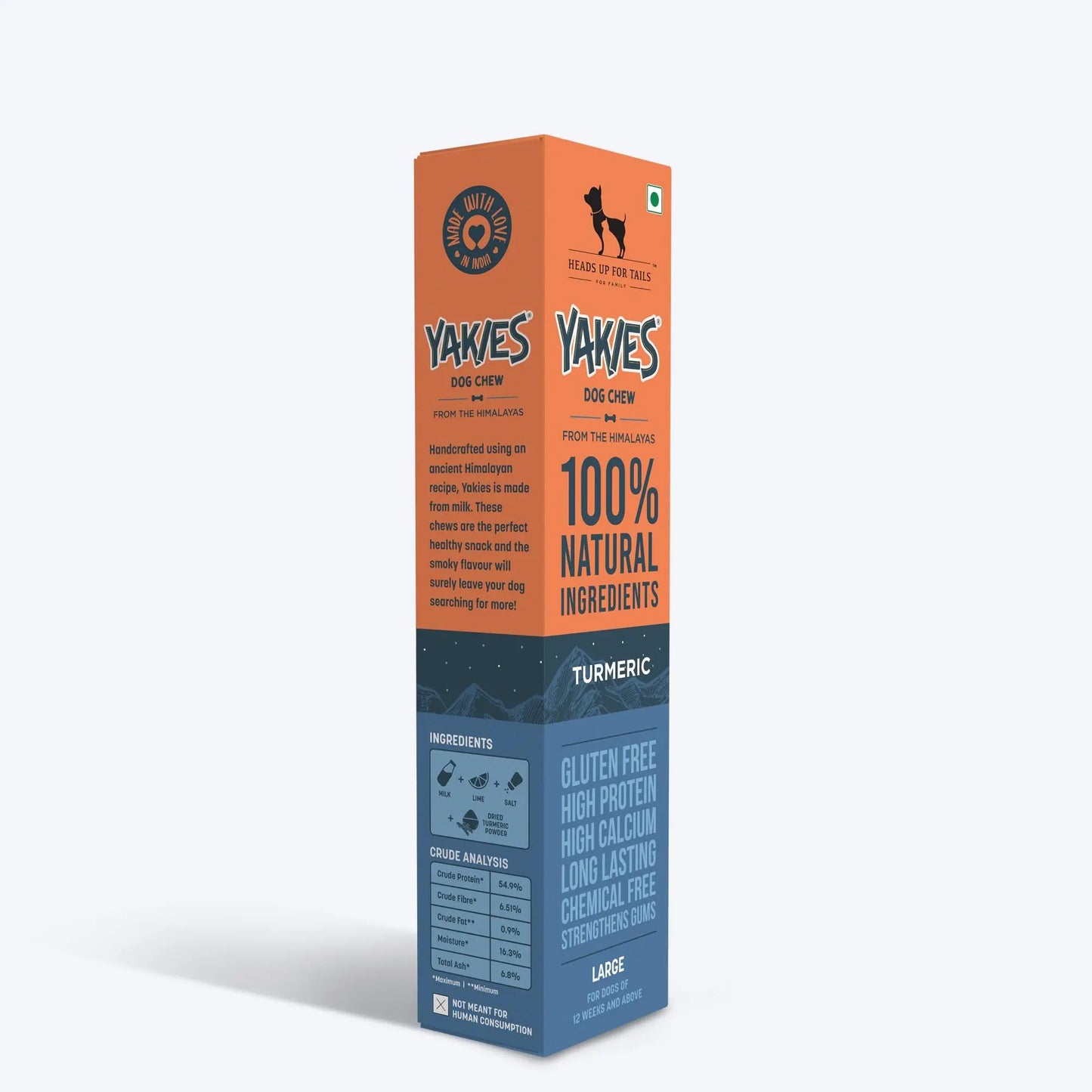 HUFT Yakies 100% Natural & Vegetarian Turmeric Chew Bone for Dogs (M - 55 gm) Heads Up For Tails
