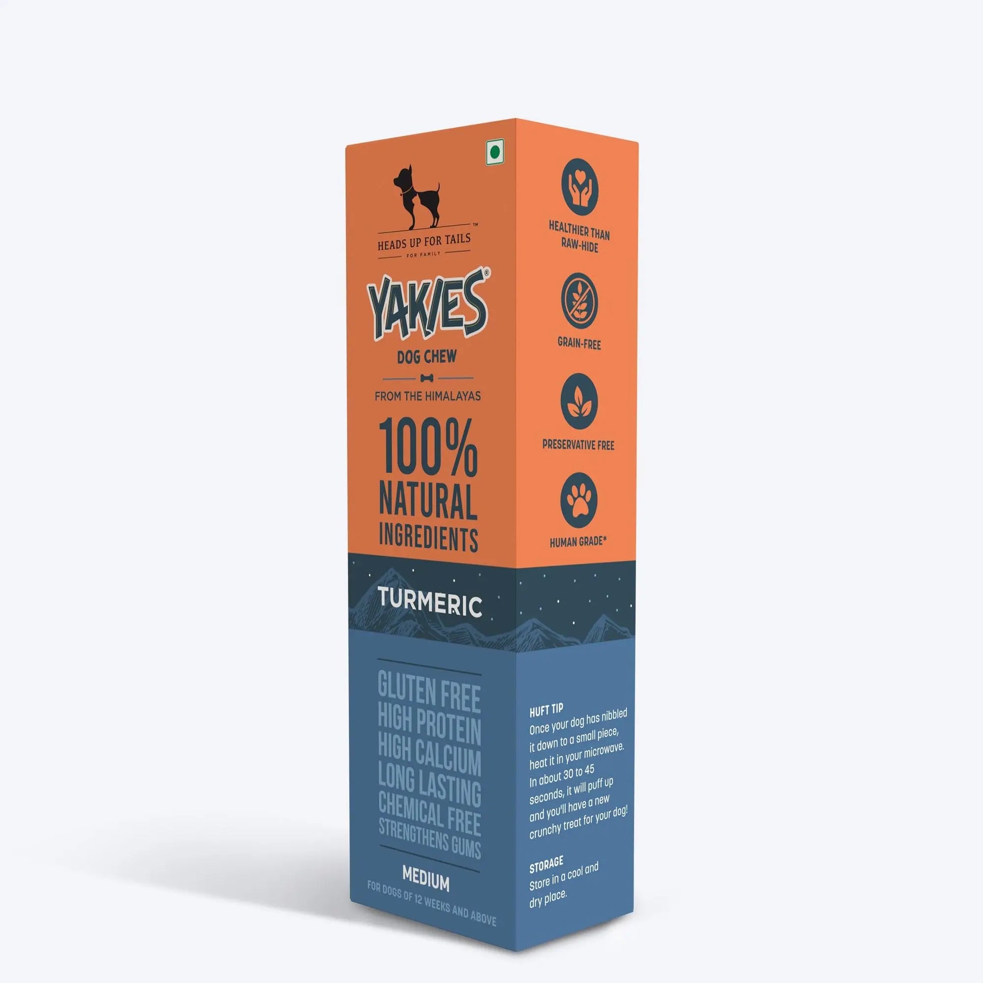 HUFT Yakies 100% Natural & Vegetarian Turmeric Chew Bone for Dogs (M - 55 gm) Heads Up For Tails