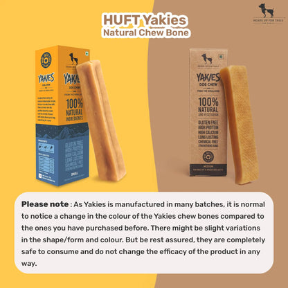 Heads Up For Tails All Life Stages Huft Yakies Organic Dog Cheese Chew Bone(Medium 3 Pcs) Heads Up For Tails