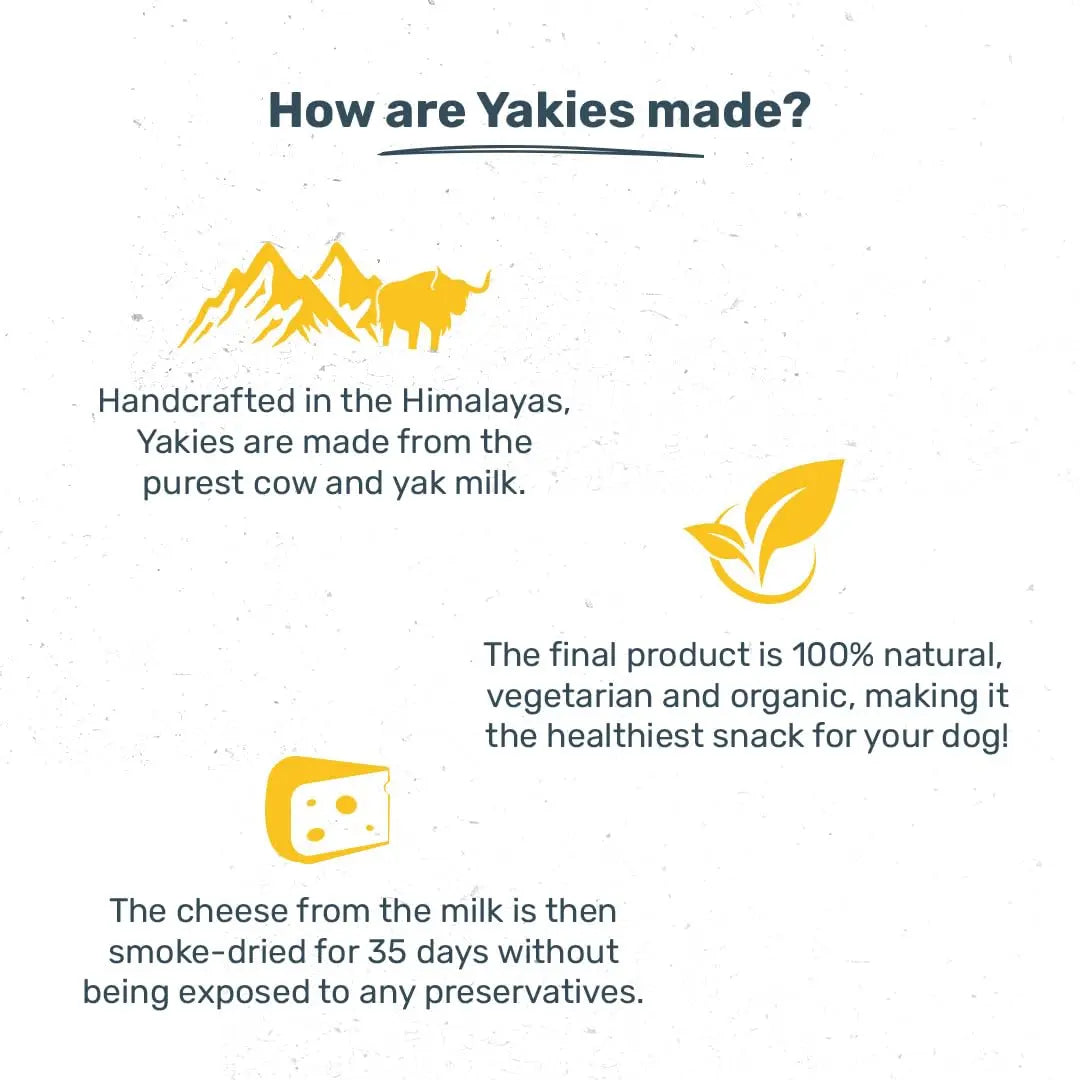 Heads Up For Tails All Life Stages Huft Yakies Organic Dog Cheese Chew Bone(Medium 3 Pcs) Heads Up For Tails