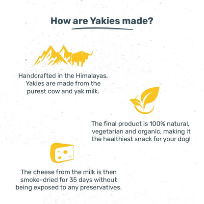 Heads Up For Tails All Life Stages Huft Yakies Organic Dog Cheese Chew Bone(Medium 3 Pcs) Heads Up For Tails