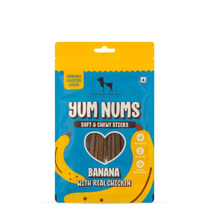 Heads Up For Tails All Life Stages Stick Yum Nums - Banana & Chicken Dog Treats | Puppy Training Treats | Dog Snacks & Treats for Small & Large Dogs | High-Protein, Soft & Chewy - 75gm Heads Up For Tails