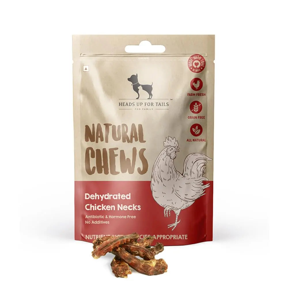 Heads Up For Tails HUFT Sara's Doggie Dehydrated Chicken Neck - 70 g |No Additives, Antibiotics Or Hormones|No Preservatives | Dog Treats for Adult, Puppy| Wafer Heads Up For Tails