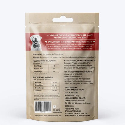 Heads Up For Tails HUFT Sara's Doggie Dehydrated Chicken Neck - 70 g |No Additives, Antibiotics Or Hormones|No Preservatives | Dog Treats for Adult, Puppy| Wafer Heads Up For Tails