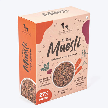 Heads Up For Tails Huft All Day Muesli Chicken Wholesome&Nutritious Dog Treats-250 Gm,Carrots&Beetroot(Pack Of 1) Heads Up For Tails
