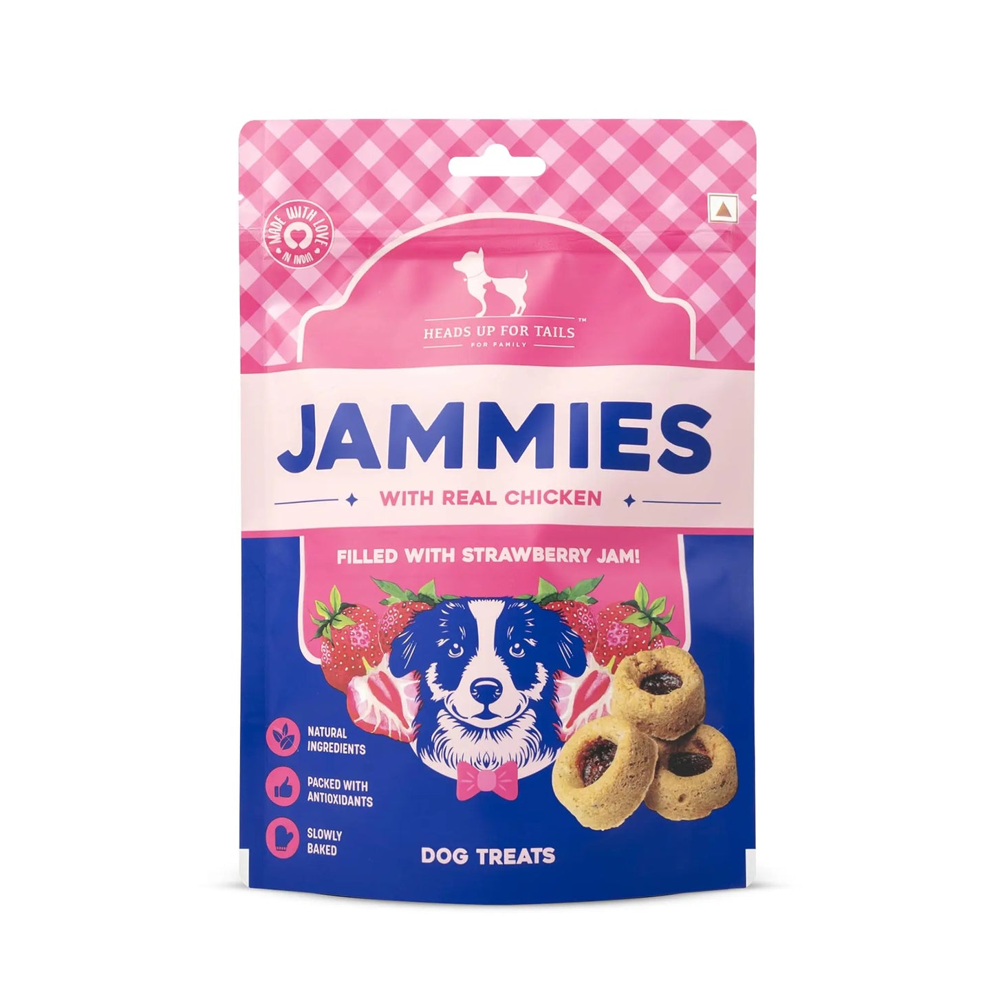 Heads Up For Tails Jammies Dog Treats - Real Chicken - 100G, All Life Stages, Stick Heads Up For Tails