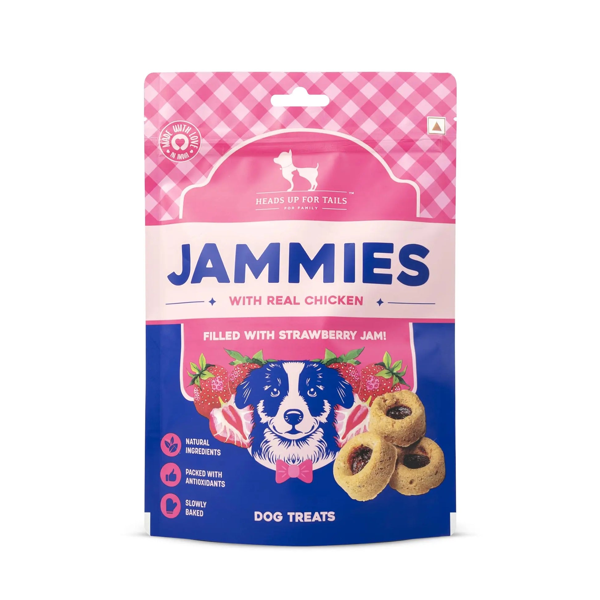 Heads Up For Tails Jammies Dog Treats - Real Chicken - 100G, All Life Stages, Stick Heads Up For Tails