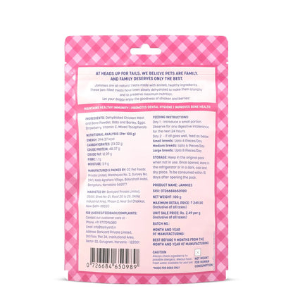 Heads Up For Tails Jammies Dog Treats - Real Chicken - 100G, All Life Stages, Stick Heads Up For Tails