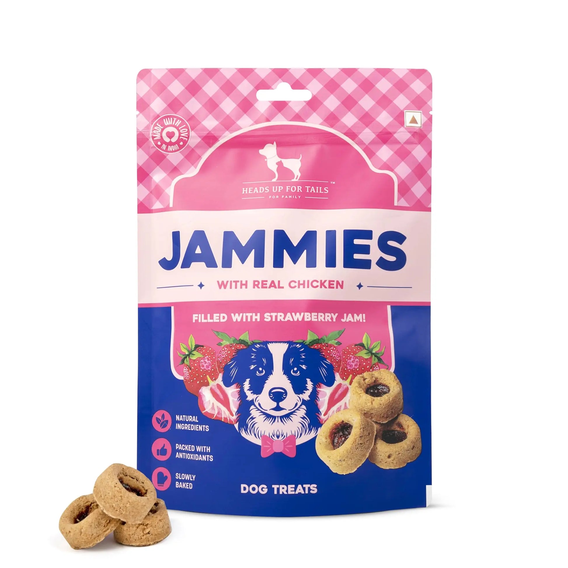 Heads Up For Tails Jammies Dog Treats - Real Chicken - 100G, All Life Stages, Stick Heads Up For Tails