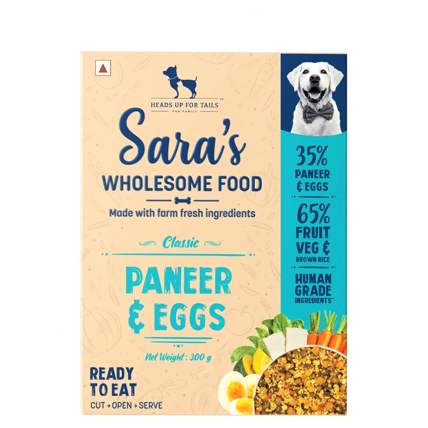 Heads Up For Tails Sara's Wholesome Dog Wet Food (Classic Paneer & Egg - 300Gm) - All Life Stages Heads Up For Tails