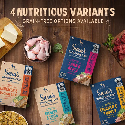 Heads Up For Tails Sara's Wholesome Food - Grain-Free Chicken and Turkey Dog Food | Human Grade Ingredients | Gluten Free | Balanced Meal | Suitable for Adults & Puppies - 100 gm Heads Up For Tails