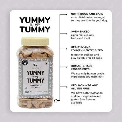 Heads Up For Tails Yummy In My Tummy Real Chicken Dog Biscuits - 800 Gm | Gluten Free | Real Chicken | No Flavour Added | Preservative Free | Suitable For All Breeds, All Life Stages Heads Up For Tails