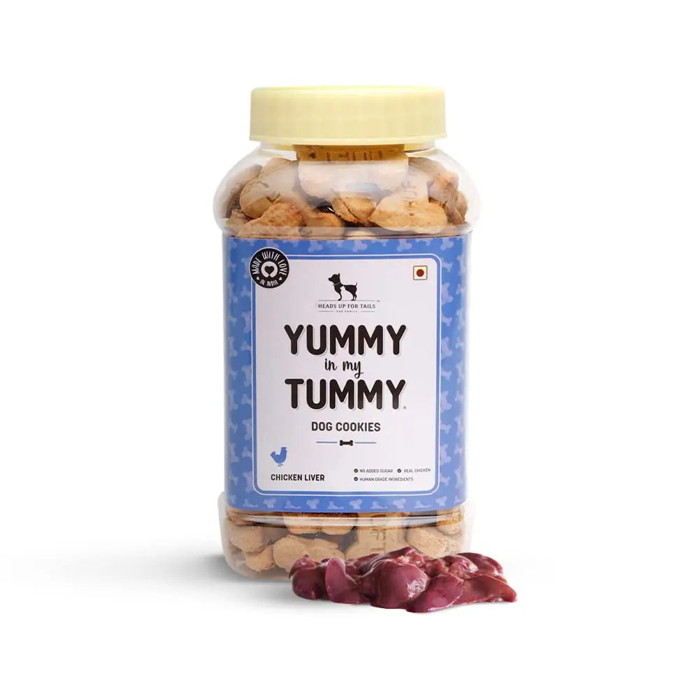 Heads Up For Tails Yummy in My Tummy Real Chicken Liver Dog Biscuits for Puppy & Adult Dog - 800 g | Puppy Treats for Training, Chicken Dog Treats Heads Up For Tails