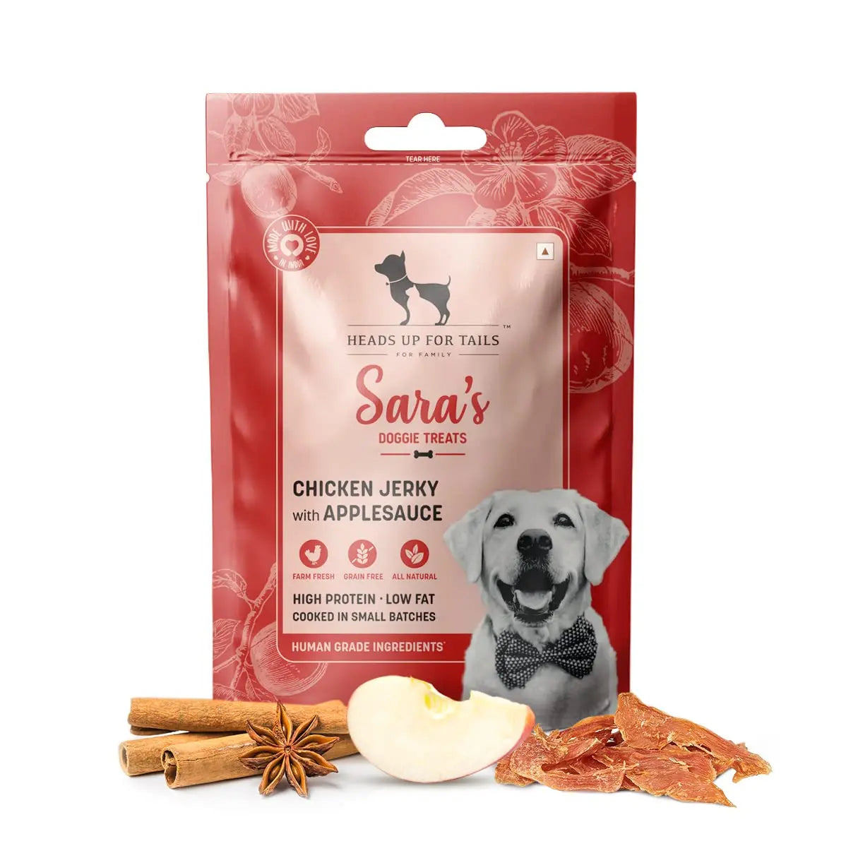 Heads Up for Tails Sara'S Dog Treats Stick for All Life Stages Dogs - Chicken Jerky With Applesauce - 70 G Heads Up For Tails