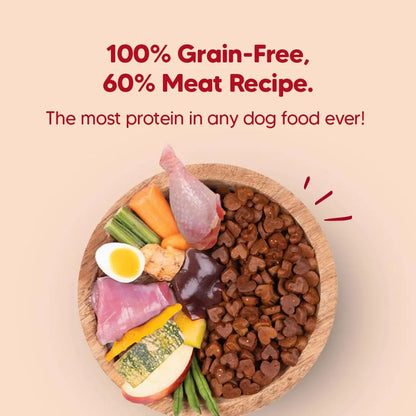 Hearty by HUFT Oven-Baked Adult Dog Dry Food - 5 kg | Grain Free | Turkey, Fish & Chicken Recipe with Superfoods | Complete & Balanced Dog Food for All Breeds Heads Up For Tails