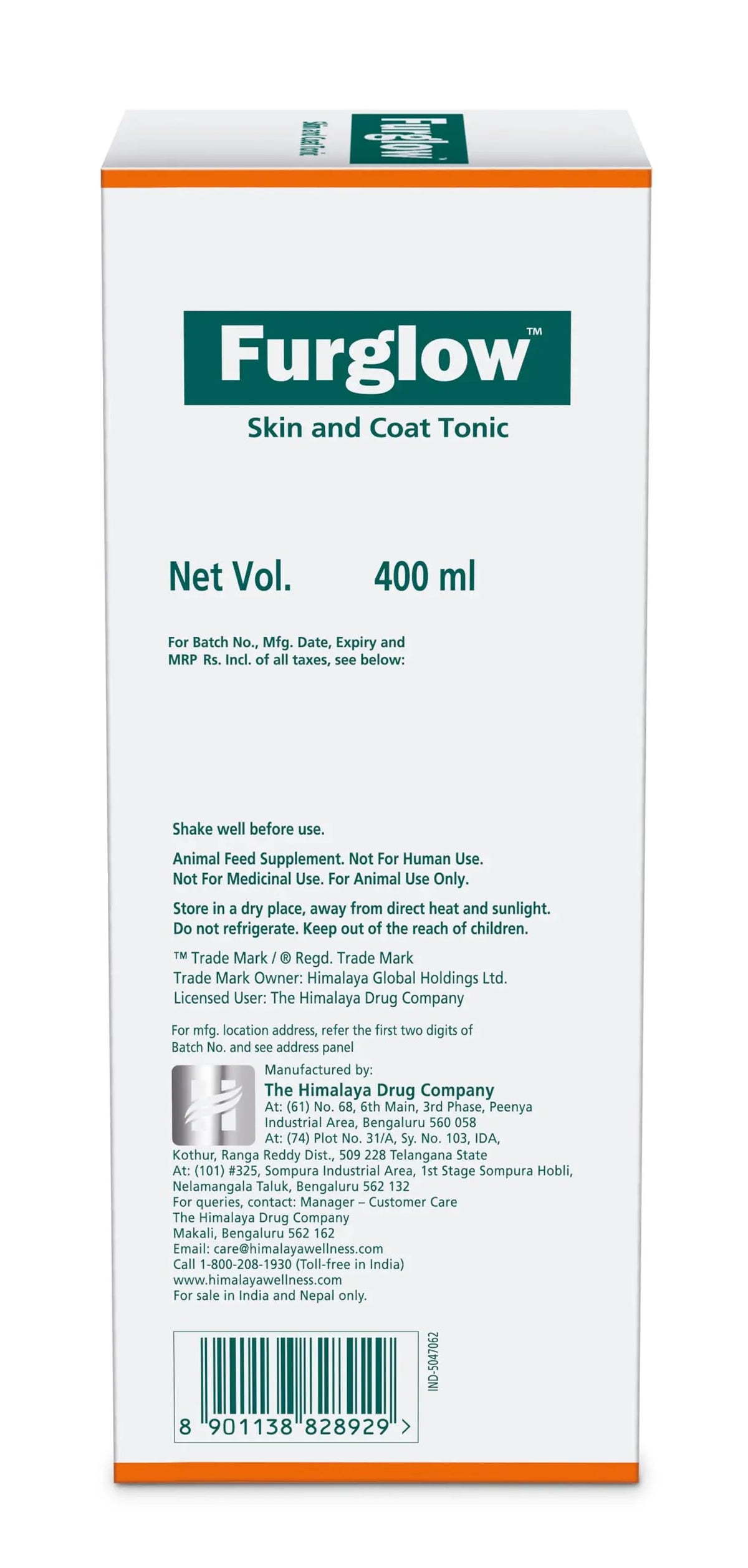 Himalaya Furglow Skin & Coat Tonic Liquid For Dogs & Cats | Daily Supplement forSshiny and Healthy Coat | 400ml Himalaya