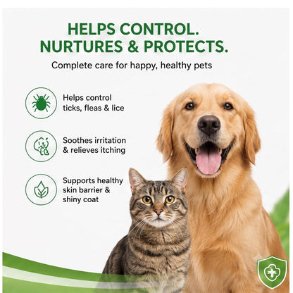 Hug & Wag Tick & Flea Dog Shampoo | Neem, Tulsi & Karanja | Power of Natural Repellent for Ticks, Fleas & Lice in Dogs | Soothes & Heals Irritated Skin | 225ml | Pack of 1 Hug n Wag