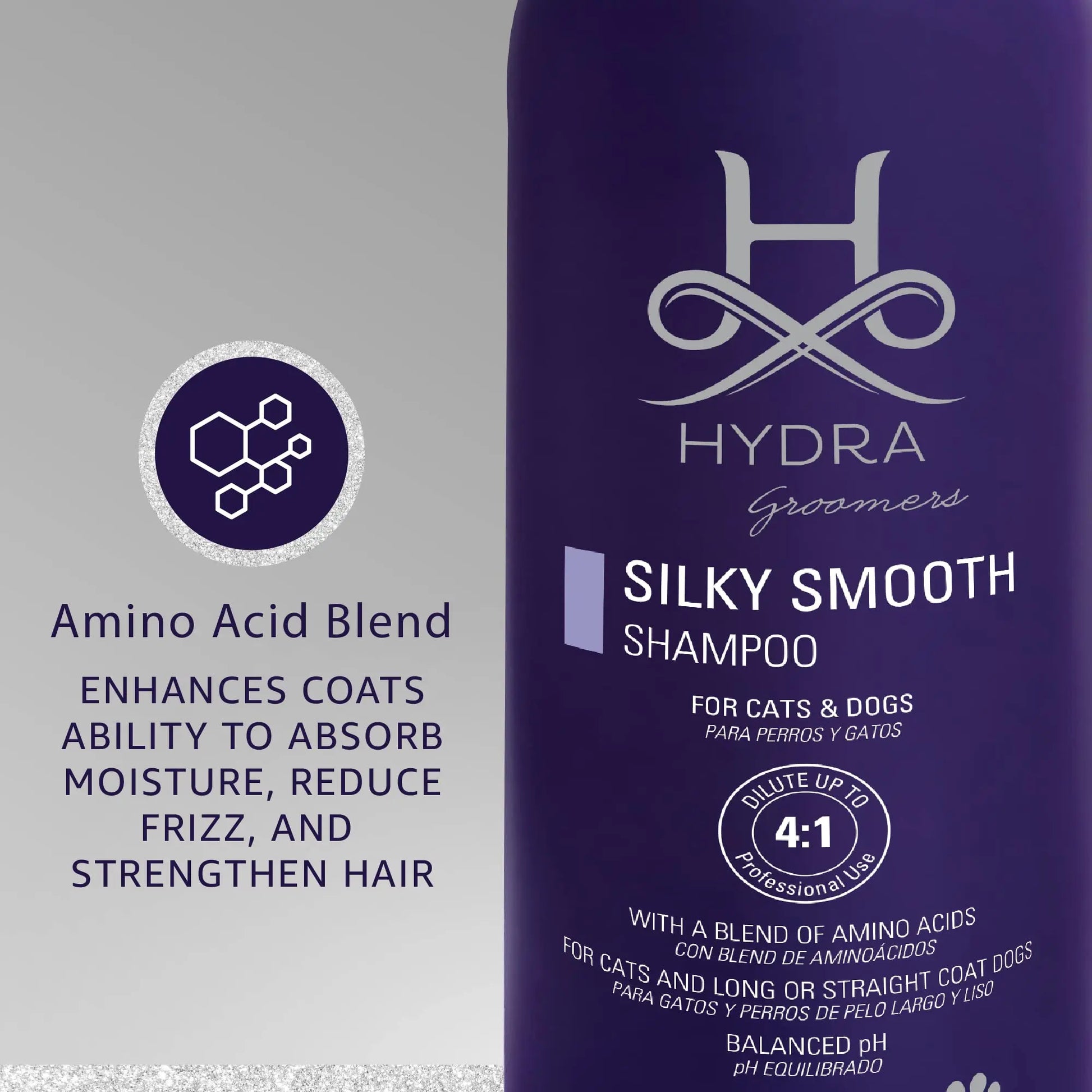 Hydra Silky-Smooth Shampoo, Premium Pet Shampoo for Dogs and Cats, Enhances Coats Ability to Absorb Moisture, Gives Silky & Shine Coat, 1 Liters HYDRA