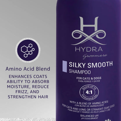 Hydra Silky-Smooth Shampoo, Premium Pet Shampoo for Dogs and Cats, Enhances Coats Ability to Absorb Moisture, Gives Silky & Shine Coat, 1 Liters HYDRA