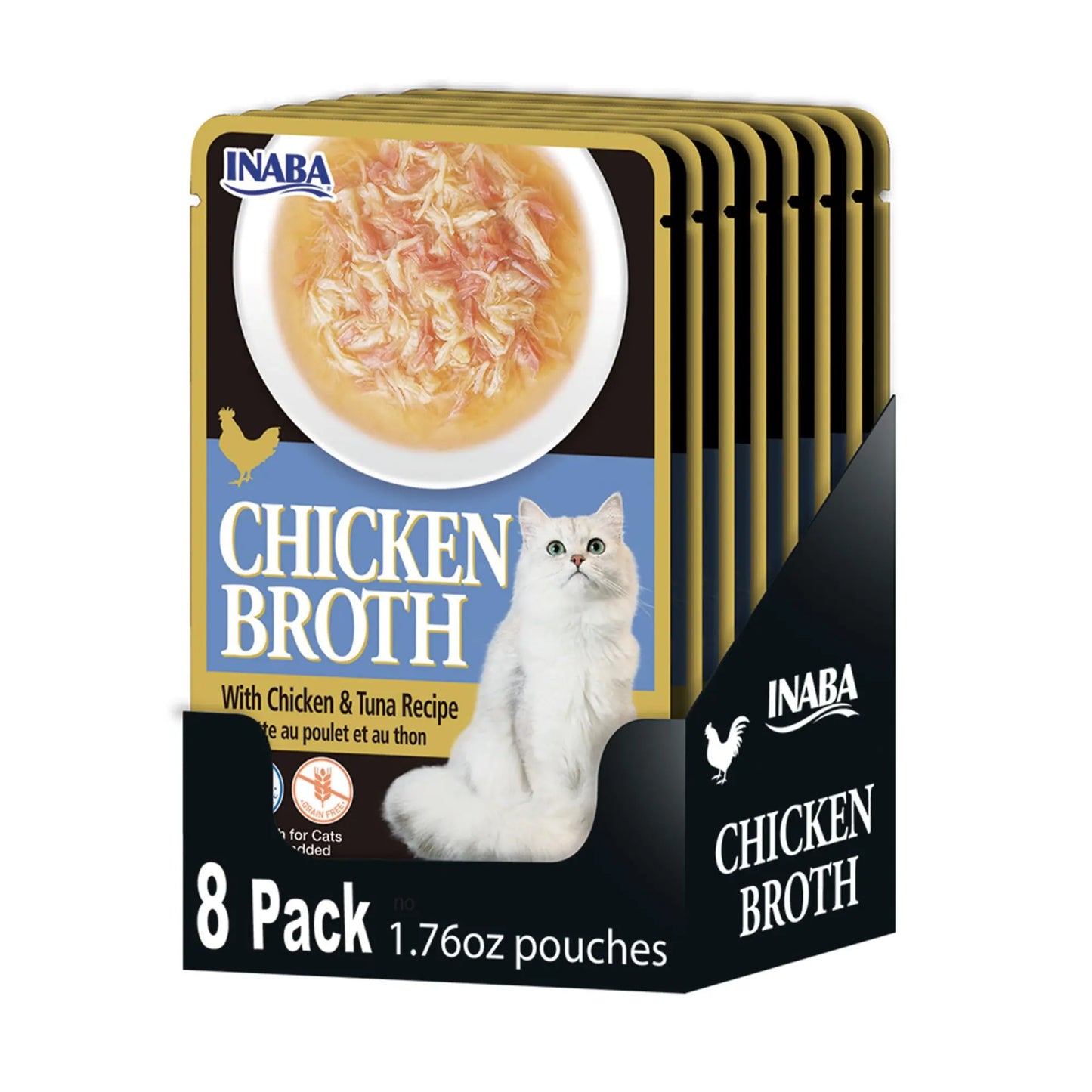 INABA Chicken & Tuna Recipe Broth Cat Food, Grain Free, 1.76 Ounce (Pack of 6) INABA