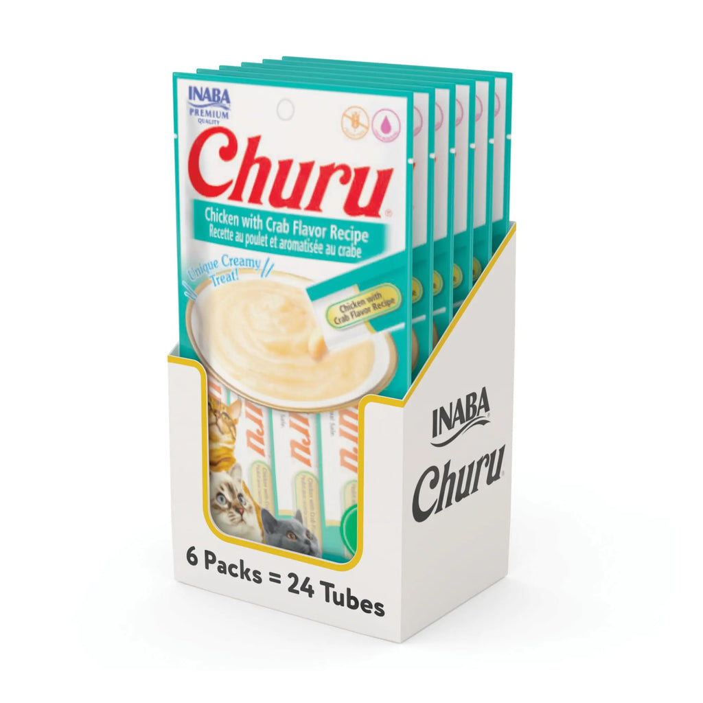 INABA Churu Chicken with Crab Recipe (Pack of 6, 56 GMS, 4 Tubes per Pack), All Life Stages, Pate INABA