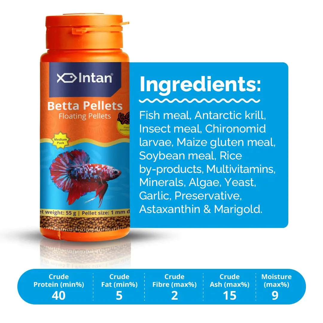 Intan - Betta Pellets - All Life Stages, Fish, 55 G Intan