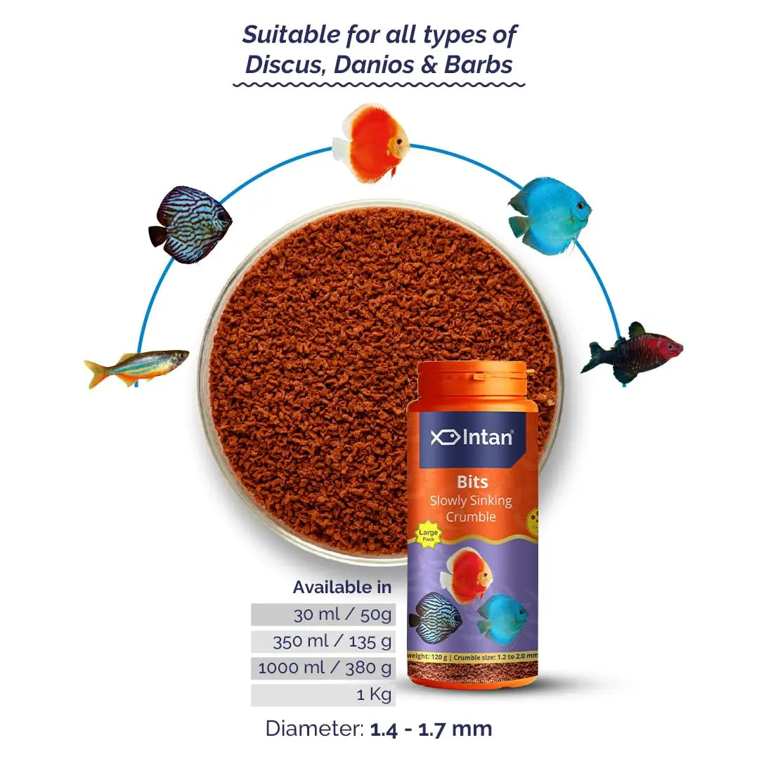 Intan - Bits, All Life Stages, Granule, Fish, 180 Grams, 1 Count Intan