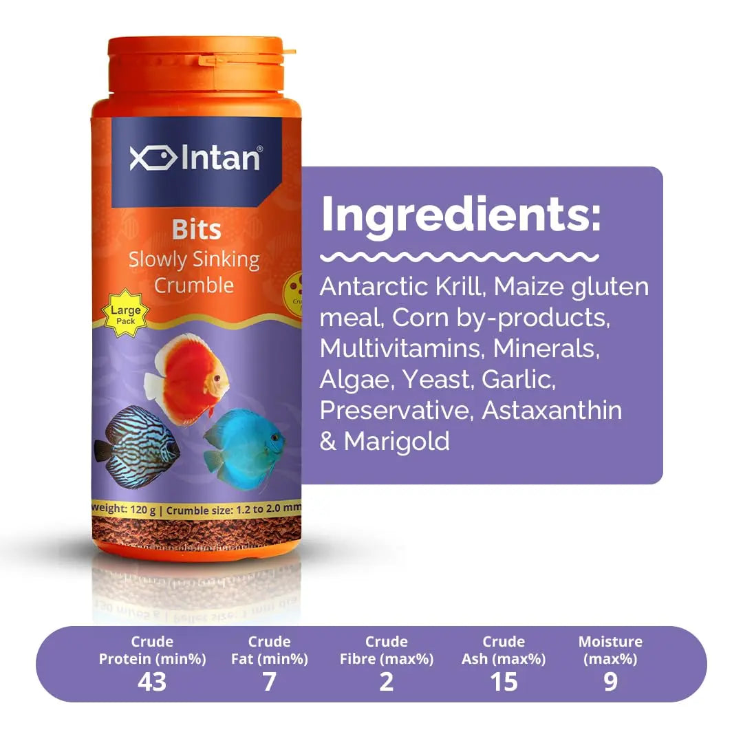 Intan - Bits, All Life Stages, Granule, Fish, 180 Grams, 1 Count Intan