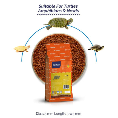 Intan Turtle Sticks (Small 1.5mm x 3-4.5mm Floating) | 1Kg - Highly Nutritious Ornamental Fish Food for Turtles, Amphibians & Newts | Growel Feeds Intan