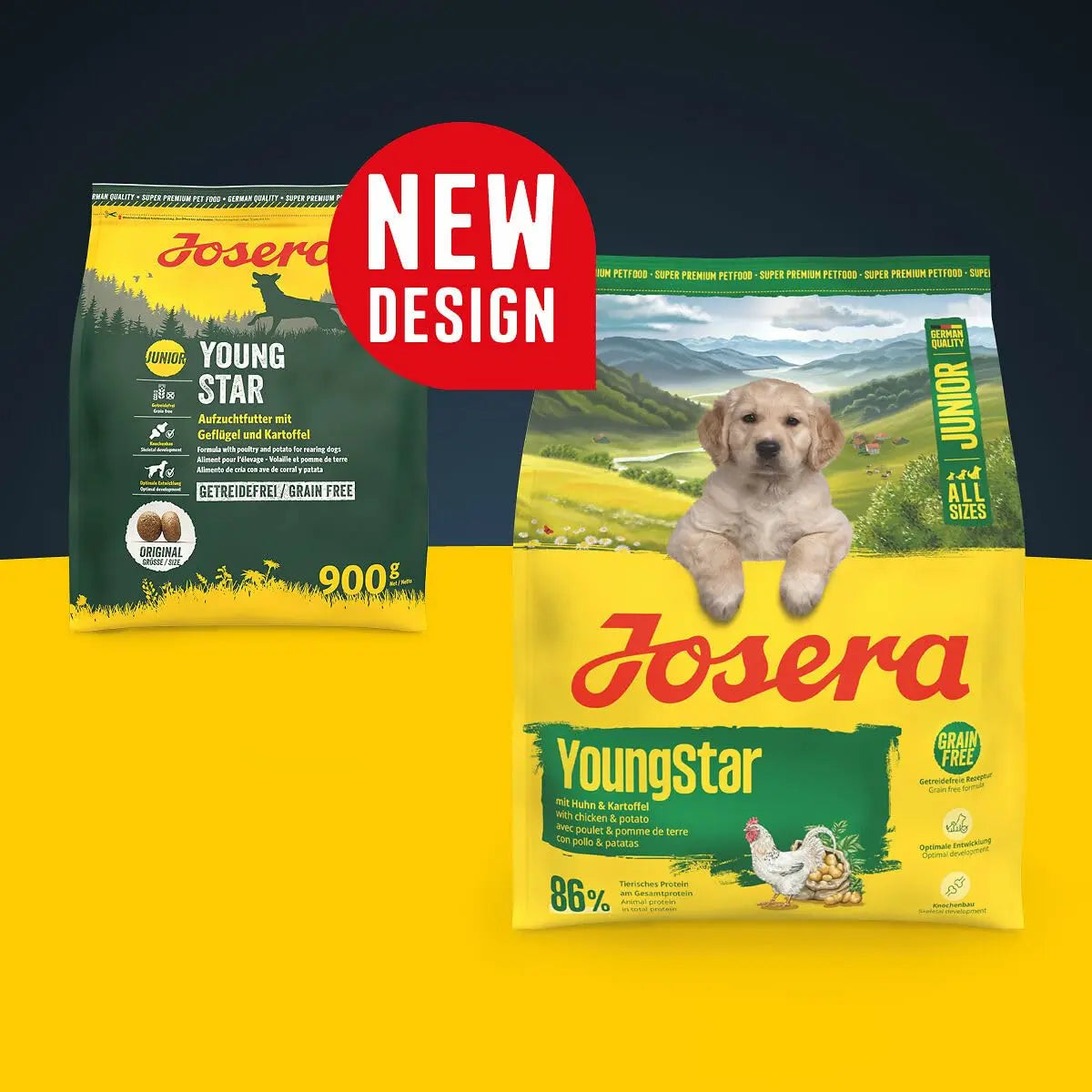 JOSERA Junior YoungStar Chicken & Potatoes (1 x 3 kg) | Dry Food for Medium and Large Breeds | Optimal Nutrition | Grain Free Dry Food | Pack 1 Josera