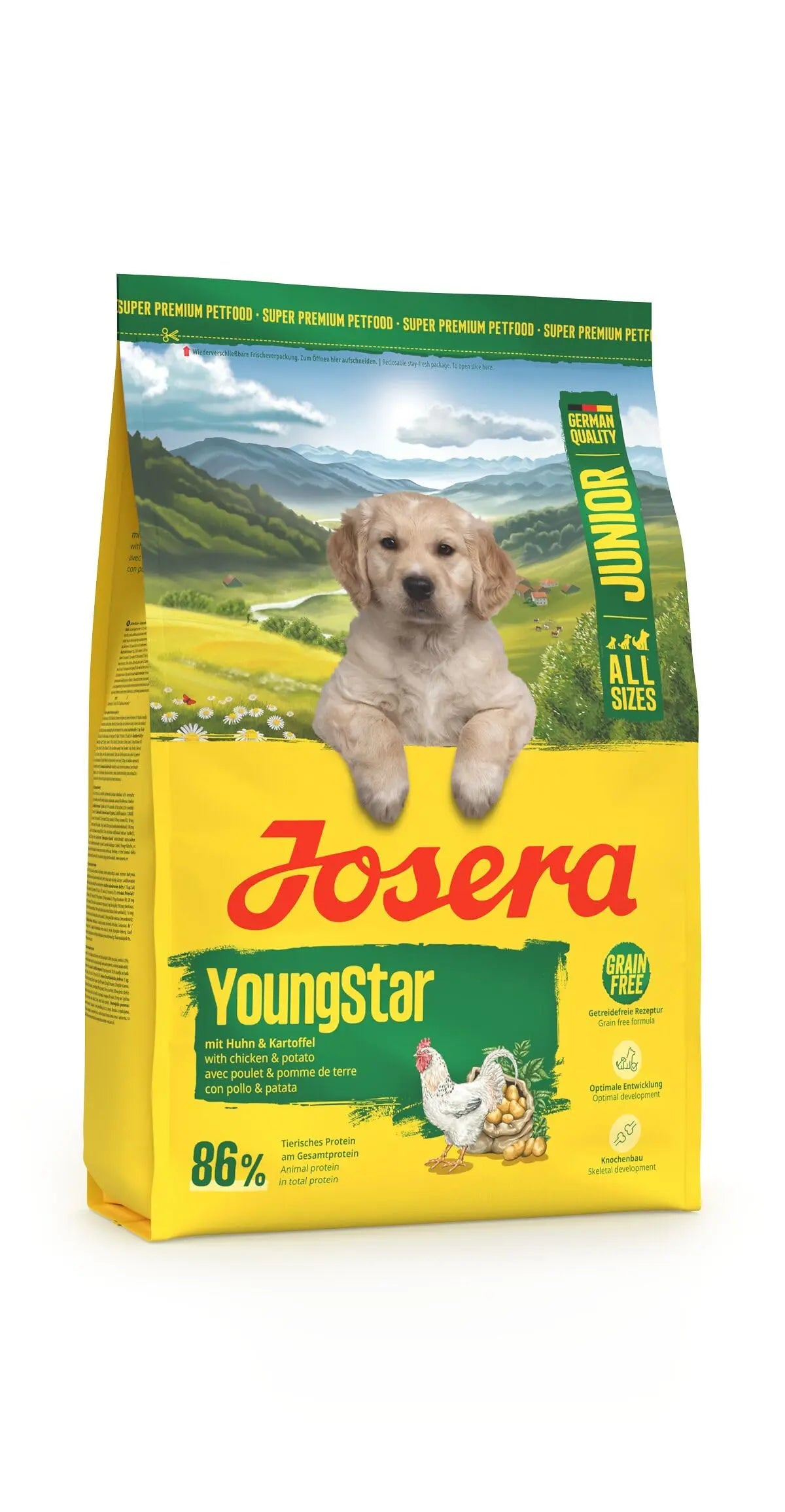 JOSERA Junior YoungStar Chicken & Potatoes (1 x 3 kg) | Dry Food for Medium and Large Breeds | Optimal Nutrition | Grain Free Dry Food | Pack 1 Josera