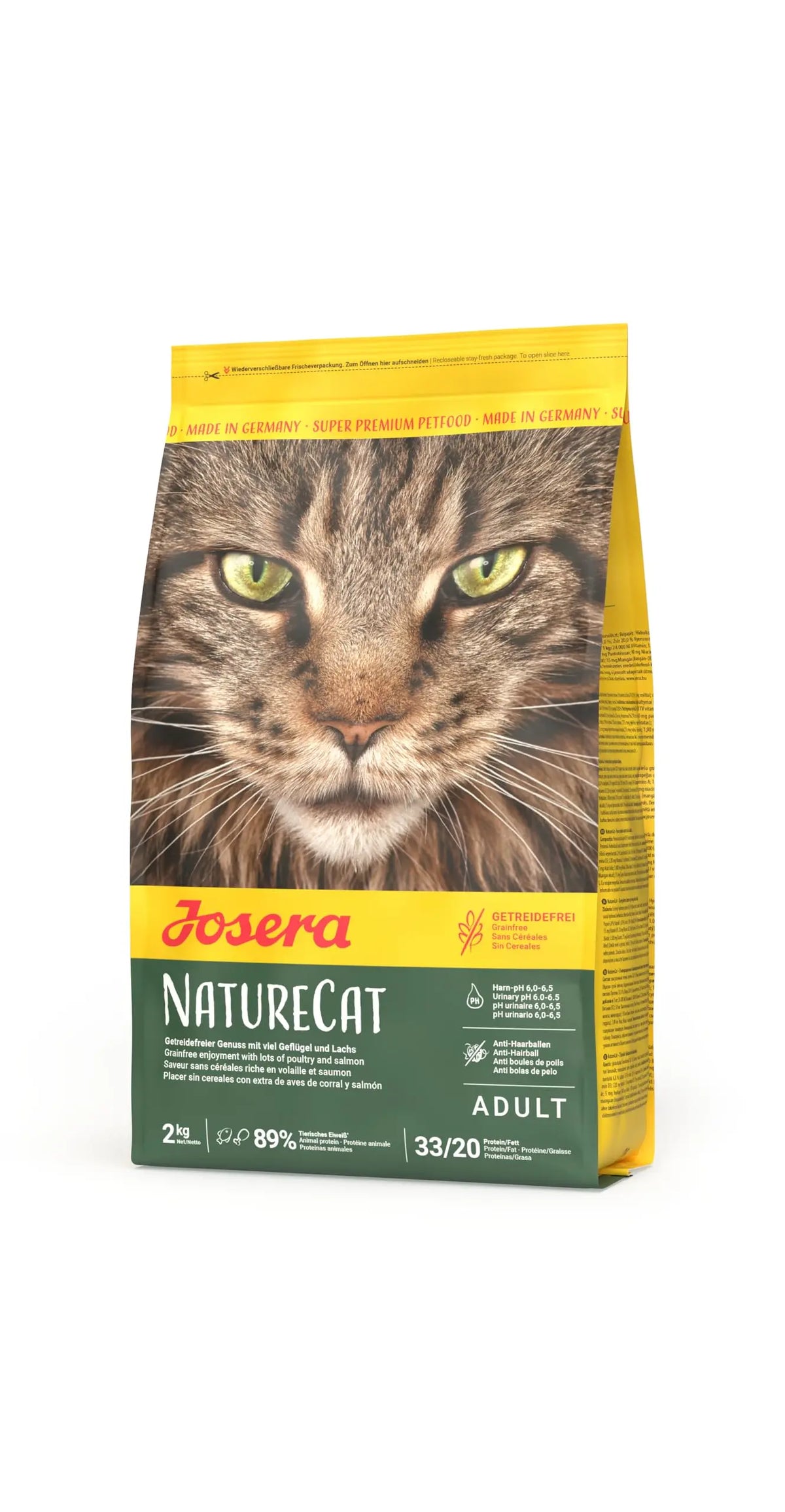 JOSERA NatureCat (1 x 2 kg) | Adult | Premium Dry Food for Adult Cats | Salmon & Poultry | Refined Herbs & Healthy Fruits | Grain Free | Cat Food | Pack of 1 Josera