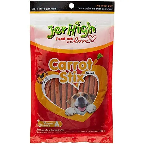 JerHigh Carrot Stix Dog Treats - 100 g Heads Up For Tails