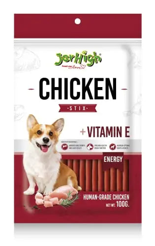 JerHigh Fully Digestible Healthy Snack & Training Treat Human Grade High Protein Chicken with Chicken Flavour 100g + 20% Extra (Pack of 2) - DogsNCats JerHigh