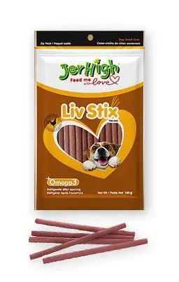 JerHigh Liv Stick Young Adult Dog Treats, Meat Flavor, 100g JerHigh