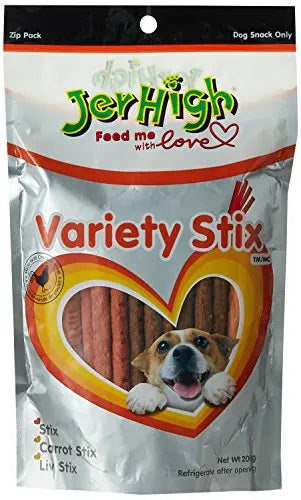 JerHigh Variety Stix Dog Treat, For small and medium dog, Stick, 200 grams JerHigh