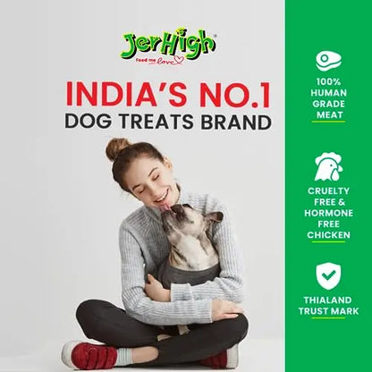 Jerhigh Dog Treats, Human Grade High Protein Chicken, Fully Digestible Healthy Snack & Training Treat, Free from by-Products & Gluten, Milky 400gm (4X 400gm) Sold by DogsNCats JerHigh