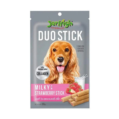 Jerhigh Duo Stick Dog Treat, 50 gm (Milky with Strawberry Stick, Pack of 3) JerHigh