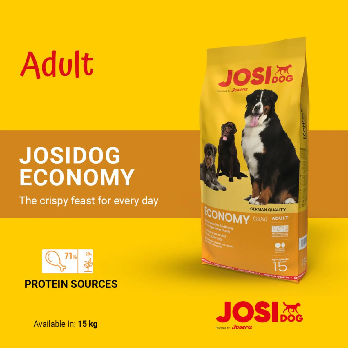Josera JosiDog Economy (15Kg) Premium Dry Dog Food for Adults – Crunchy, Chewy, and Ideal for Summers Josera