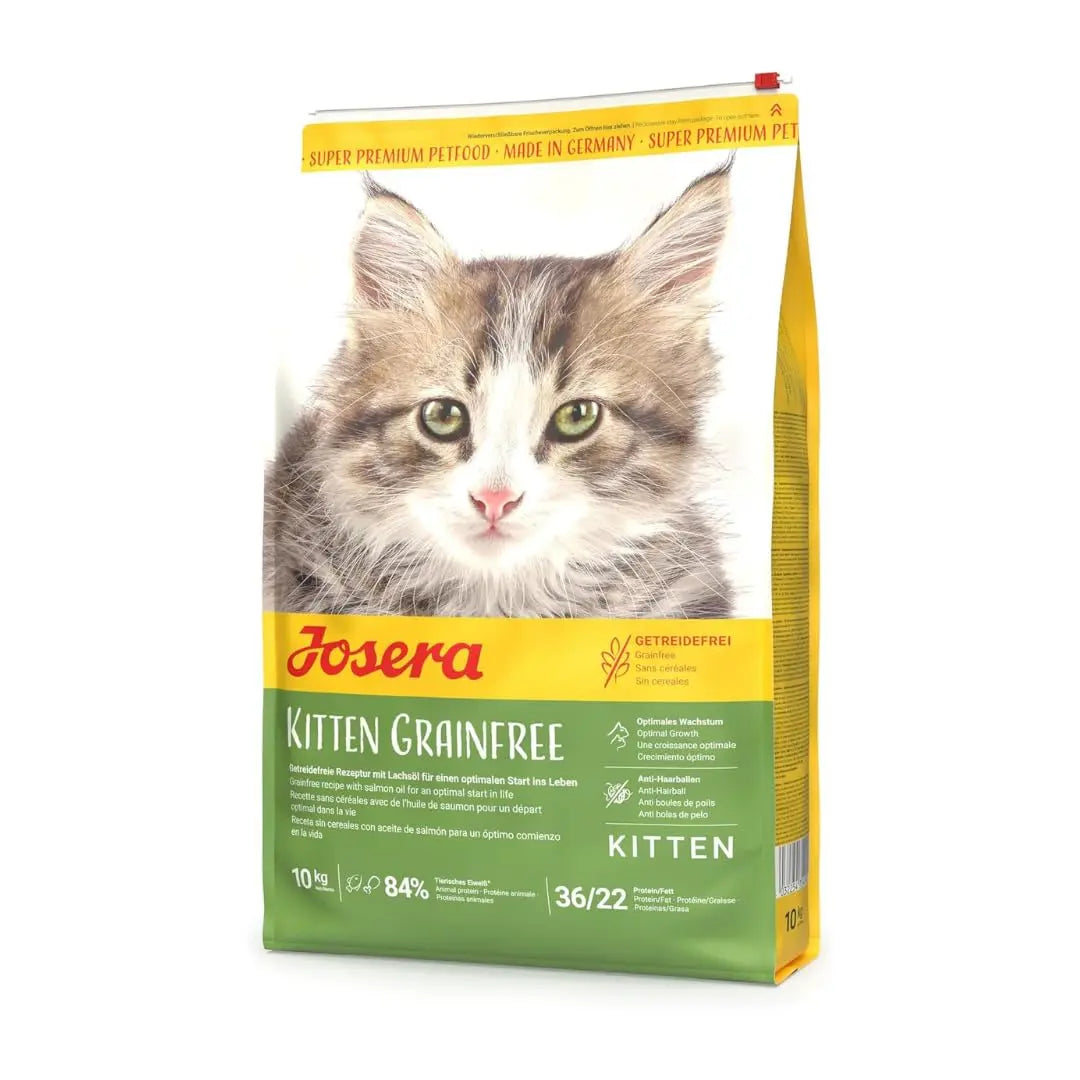 Josera Kitten Grainfree Dry Kitten Food (2kgx1) | 100% Grain Free Poultry Kibble with Salmon Oil | Optimum Growth, Anti-Hairball & Easy to Digest for Kittens & Mother Cats Josera