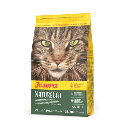 Josera NatureCat Adult Dry Cat Food, (2kgx1) | Grain Free Poultry & Salmon Meat Kibble | Anti-Hairball, Urinary pH Control & Sensitive Stomach Care Josera