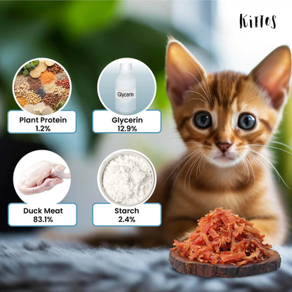 Kittos Cat Treats, Duck Fillet Bites, Rich Protein Low Fat, Multi-Pack of 3 (105g) KITTOS