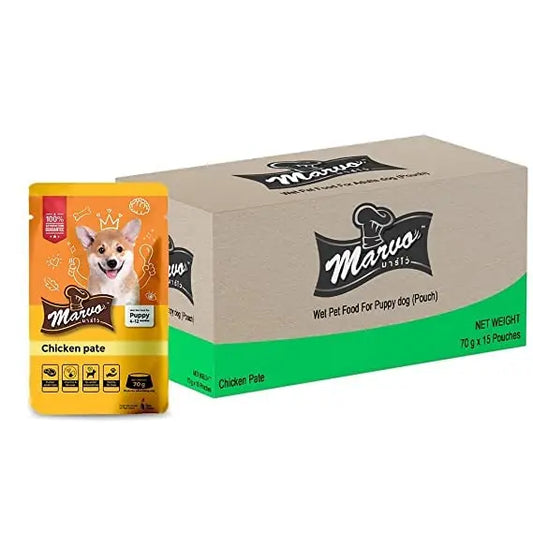 MARVO Wet Gravy Dog Food, High Protein Chicken - Chicken Pate 70g (Pack of -15) MARVO