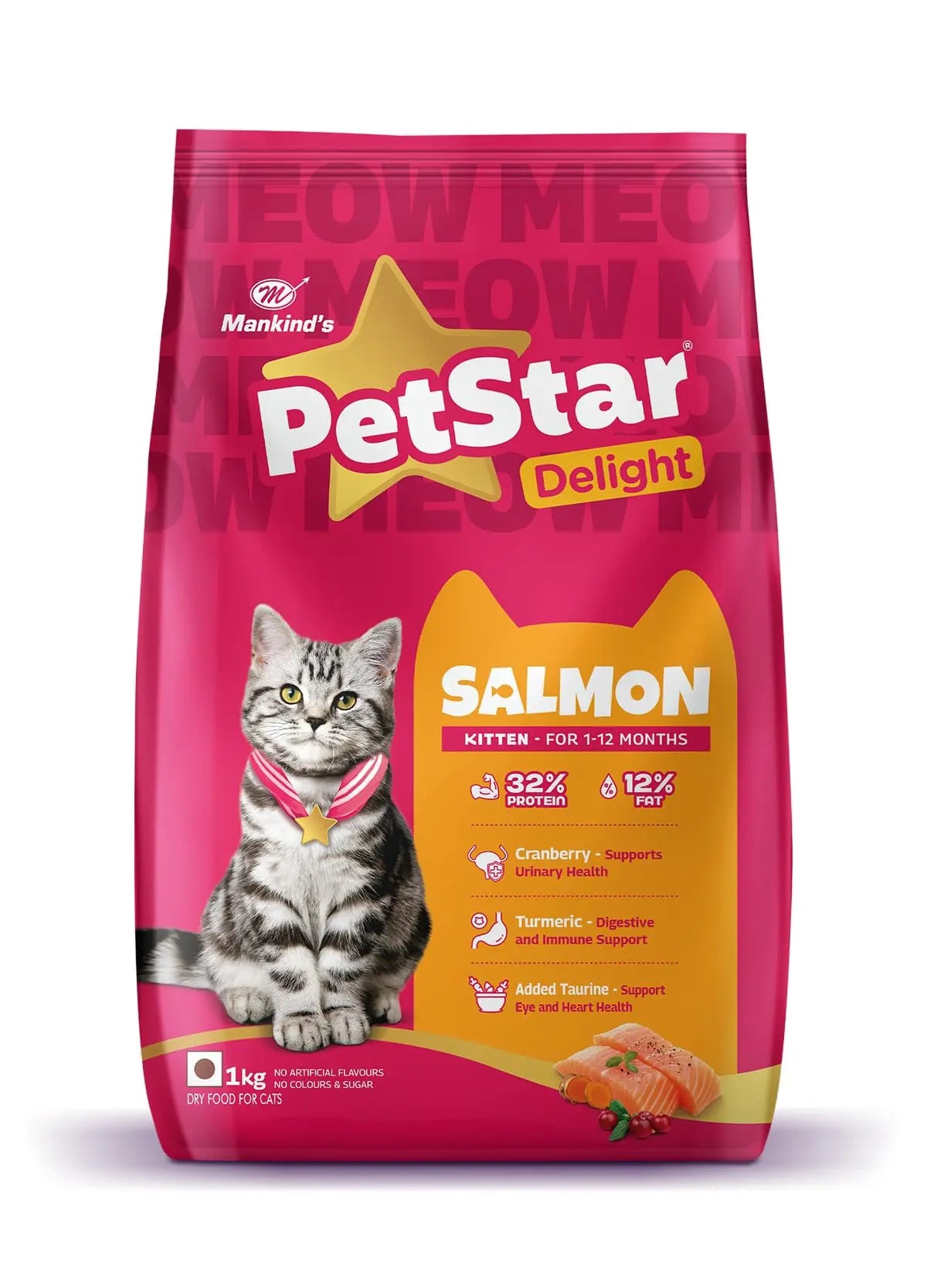 Mankind PetStar Kitten Cat Food – Salmon Flavour (1 Kg) | Complete & Balanced Nutrition for Healthy Growth, Urinary, Immune & Digestive Support PETSTAR