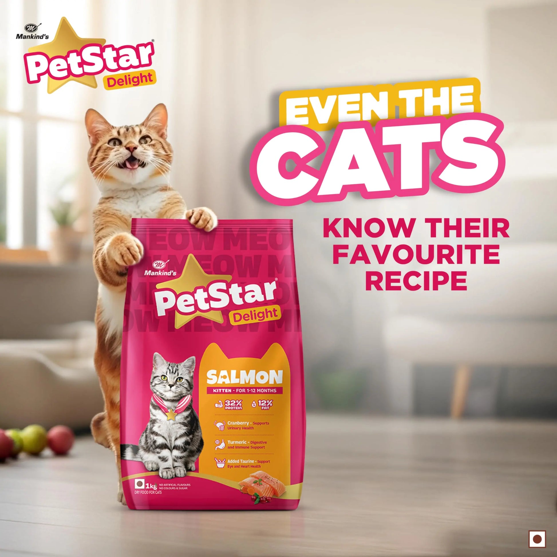 Mankind PetStar Kitten Cat Food – Salmon Flavour (1 Kg) | Complete & Balanced Nutrition for Healthy Growth, Urinary, Immune & Digestive Support PETSTAR