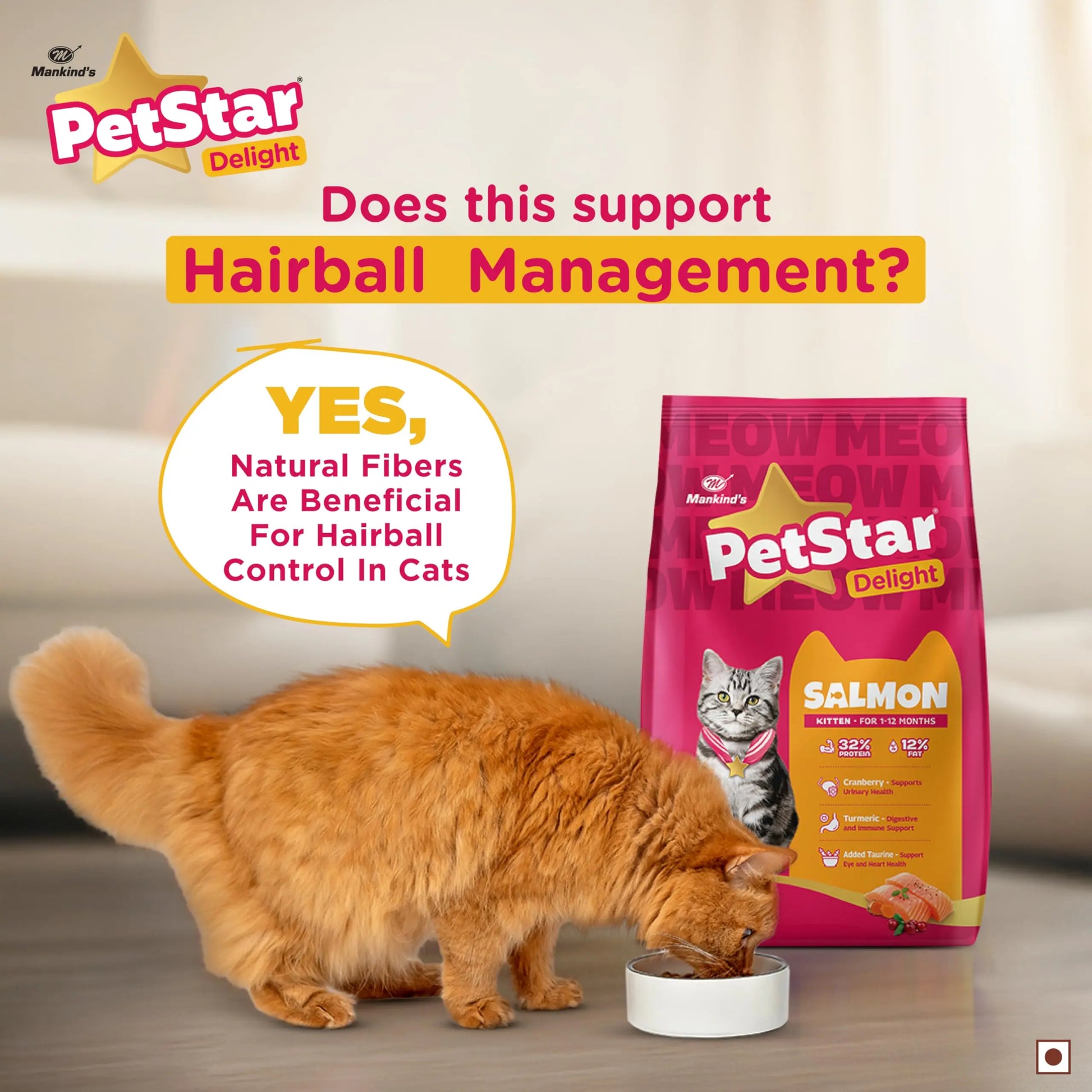 Mankind PetStar Kitten Cat Food – Salmon Flavour (1 Kg) | Complete & Balanced Nutrition for Healthy Growth, Urinary, Immune & Digestive Support PETSTAR