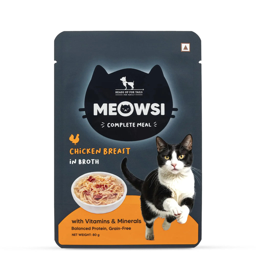 Meowsi by HUFT Chicken Breast in Broth Cat Food - 80 gm | Tender & Juicy Meal for Persian & All Breeds | Rich in Protein & Essential Nutrients for All Life Stages Heads Up For Tails