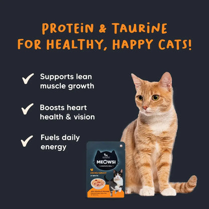 Meowsi by HUFT Chicken Breast in Broth Cat Food - 80 gm | Tender & Juicy Meal for Persian & All Breeds | Rich in Protein & Essential Nutrients for All Life Stages Heads Up For Tails
