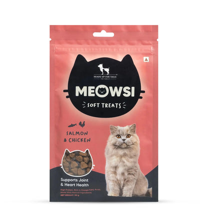Meowsi by HUFT Soft Cat Treats – Salmon & Chicken – 50 gm | Tasty & Juicy Treats for Kittens & Adult Cats | Rich in Protein | for Persian Cats & All Breeds | Grain-Free Bites Heads Up For Tails